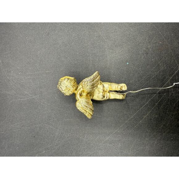Set of 4 Vintage Gold Plastic Cherub Angel Christmas Ornaments - Picture 6 of 8